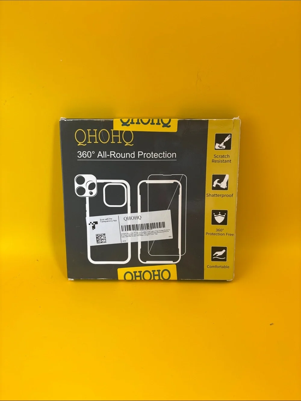 QHOHQ 360° All-Round Protection Phone Case - Black and Yellow